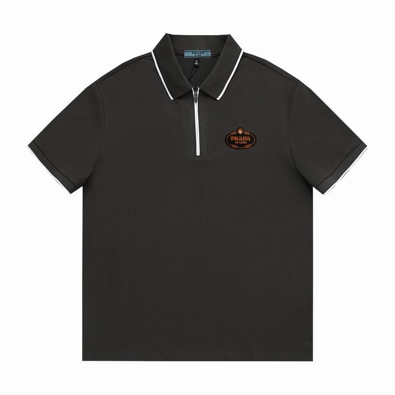 Wholesale High-quality Men's P.rada Short Sleeve Lapel Replica Designer T-Shirts for sale