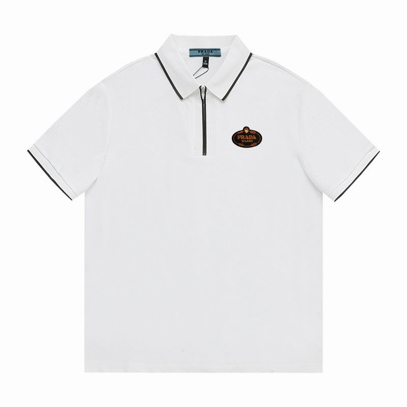 Wholesale High-quality Men's P.rada Short Sleeve Lapel Replica Designer T-Shirts for sale