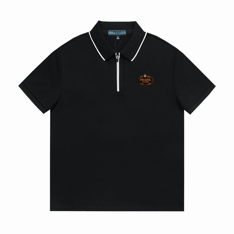 Wholesale High-quality Men's P.rada Short Sleeve Lapel Replica Designer T-Shirts for sale