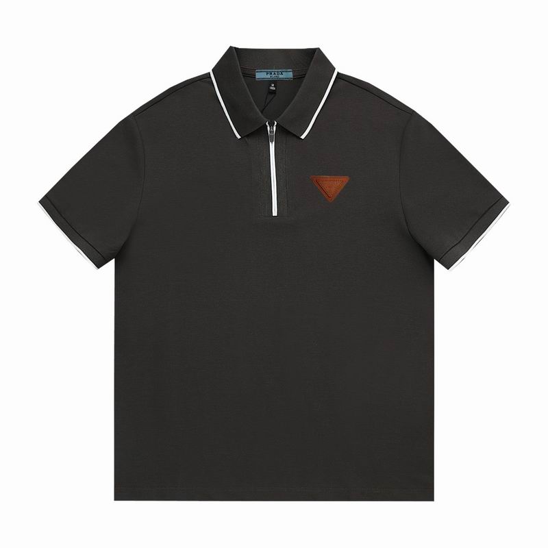 Wholesale High-quality Men's P.rada Short Sleeve Lapel Replica Designer T-Shirts for sale