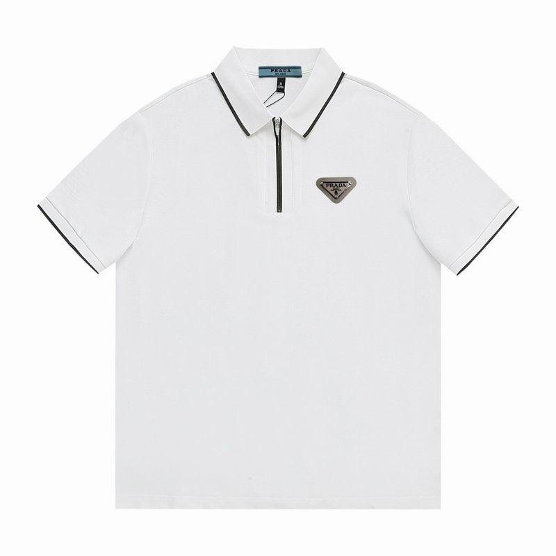 Wholesale High-quality Men's P.rada Short Sleeve Lapel Replica Designer T-Shirts for sale