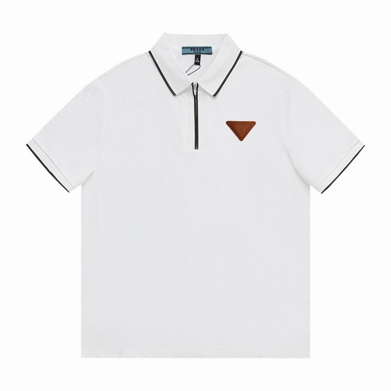 Wholesale High-quality Men's P.rada Short Sleeve Lapel Replica Designer T-Shirts for sale