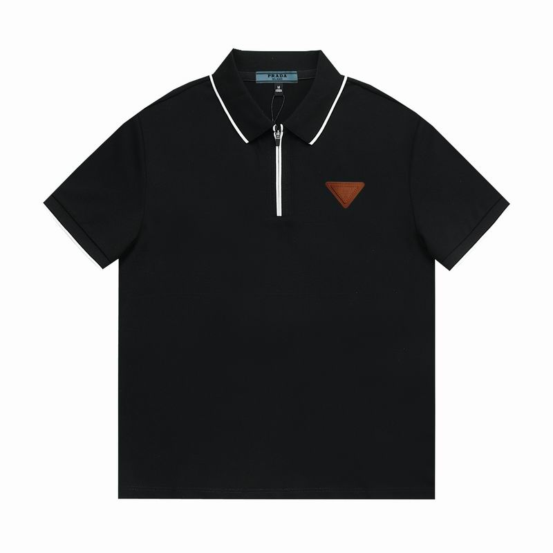 Wholesale High-quality Men's P.rada Short Sleeve Lapel Replica Designer T-Shirts for sale