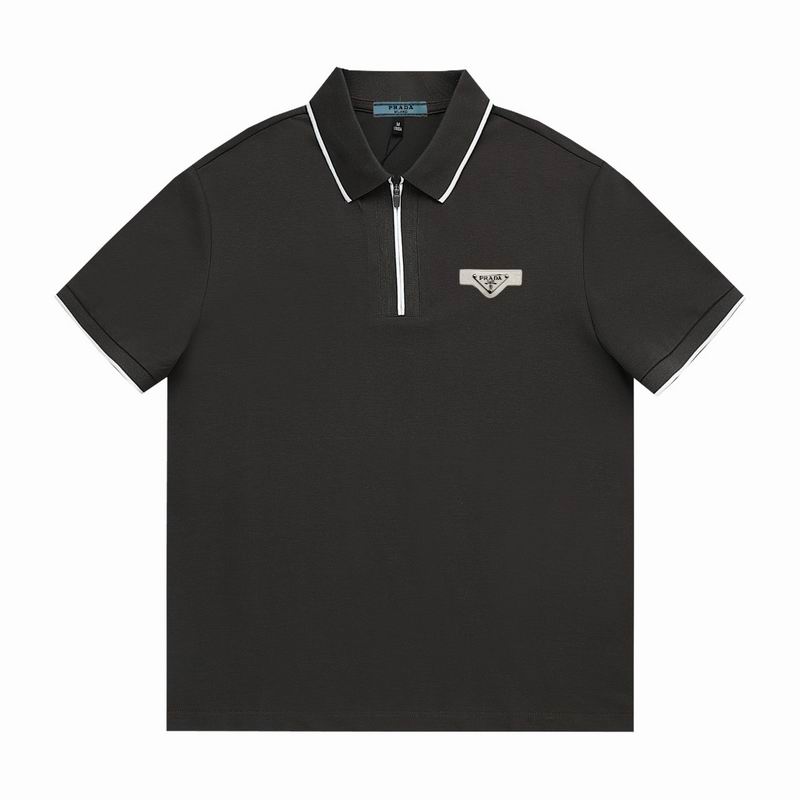 Wholesale High-quality Men's P.rada Short Sleeve Lapel Replica Designer T-Shirts for sale