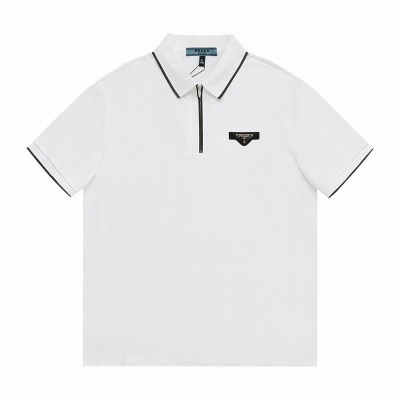 Wholesale High-quality Men's P.rada Short Sleeve Lapel Replica Designer T-Shirts for sale