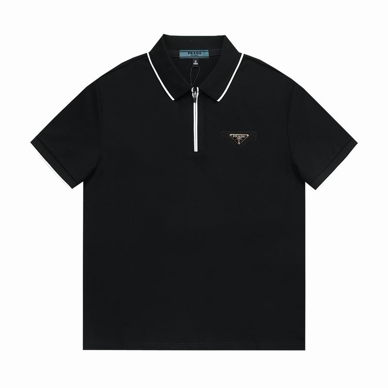 Wholesale High-quality Men's P.rada Short Sleeve Lapel Replica Designer T-Shirts for sale