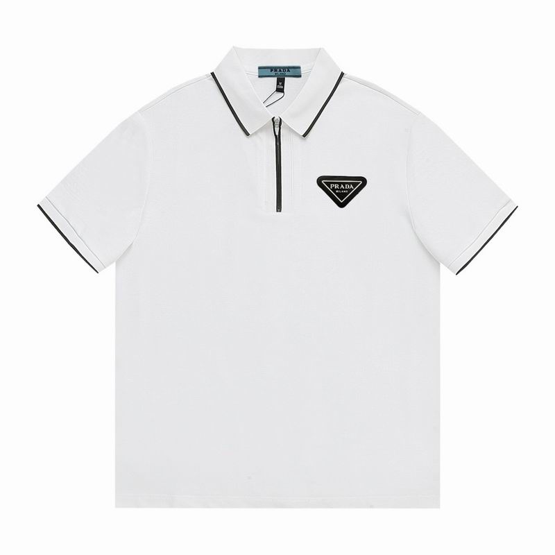 Wholesale High-quality Men's P.rada Short Sleeve Lapel Replica Designer T-Shirts for sale