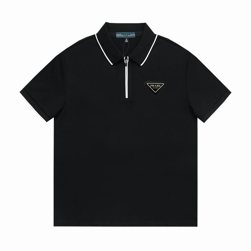 Wholesale High-quality Men's P.rada Short Sleeve Lapel Replica Designer T-Shirts for sale
