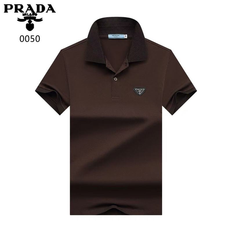 Wholesale High-quality Men's P.rada Short Sleeve Lapel Replica Designer T-Shirts for sale