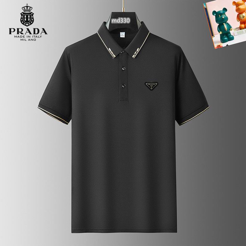 Wholesale High-quality Men's P.rada Short Sleeve Lapel Replica Designer T-Shirts for sale