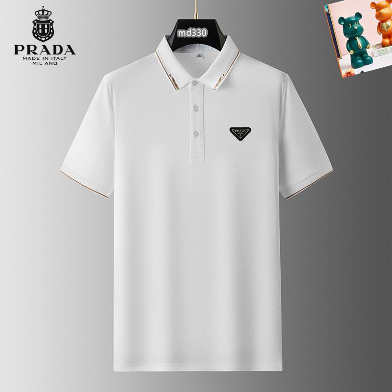Wholesale High-quality Men's P.rada Short Sleeve Lapel Replica Designer T-Shirts for sale