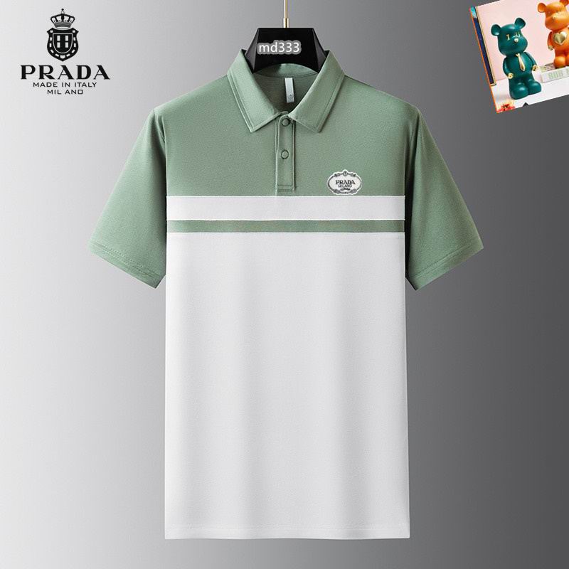 Wholesale High-quality Men's P.rada Short Sleeve Lapel Replica Designer T-Shirts for sale