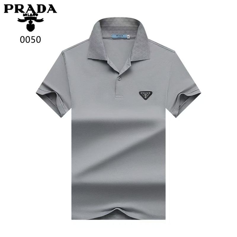 Wholesale High-quality Men's P.rada Short Sleeve Lapel Replica Designer T-Shirts for sale