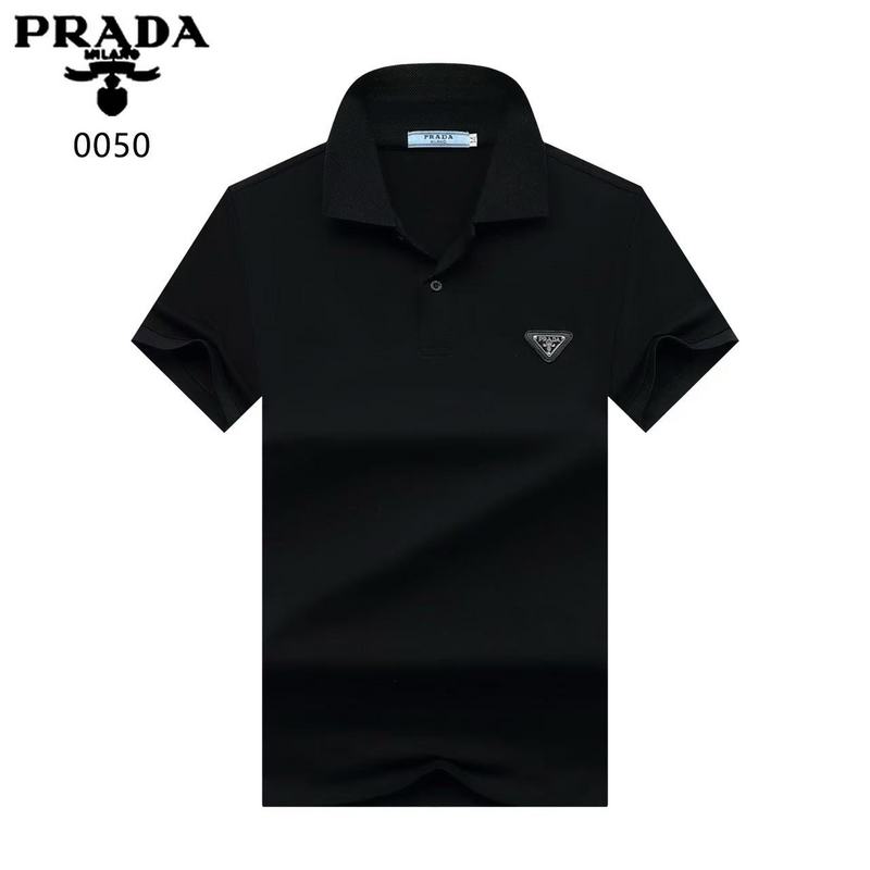 Wholesale High-quality Men's P.rada Short Sleeve Lapel Replica Designer T-Shirts for sale