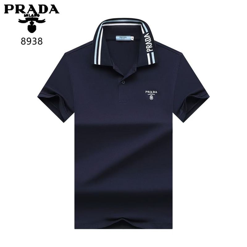 Wholesale High-quality Men's P.rada Short Sleeve Lapel Replica Designer T-Shirts for sale