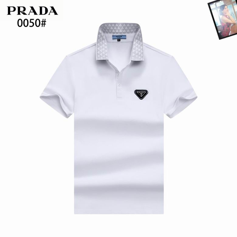 Wholesale High-quality P.rada Short Sleeve Lapel Designer T-Shirts for sale