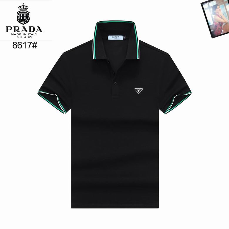 Wholesale High-quality P.rada Short Sleeve Lapel Designer T-Shirts for sale