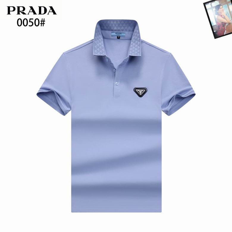 Wholesale High-quality P.rada Short Sleeve Lapel Designer T-Shirts for sale