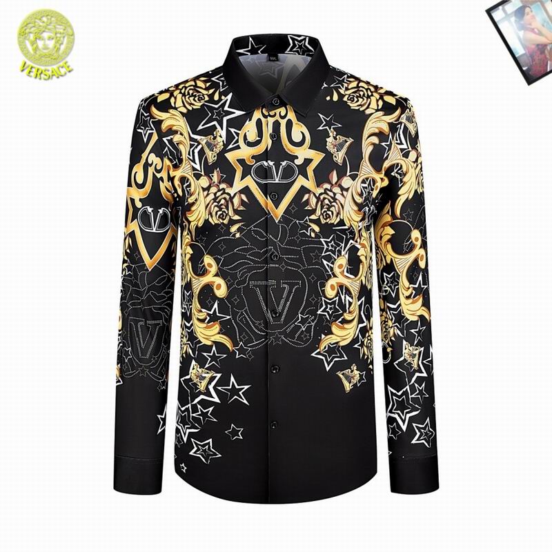 Wholesale High-quality men's Fashion V.ersace Long Sleeve Replica Designer Shirts for sale