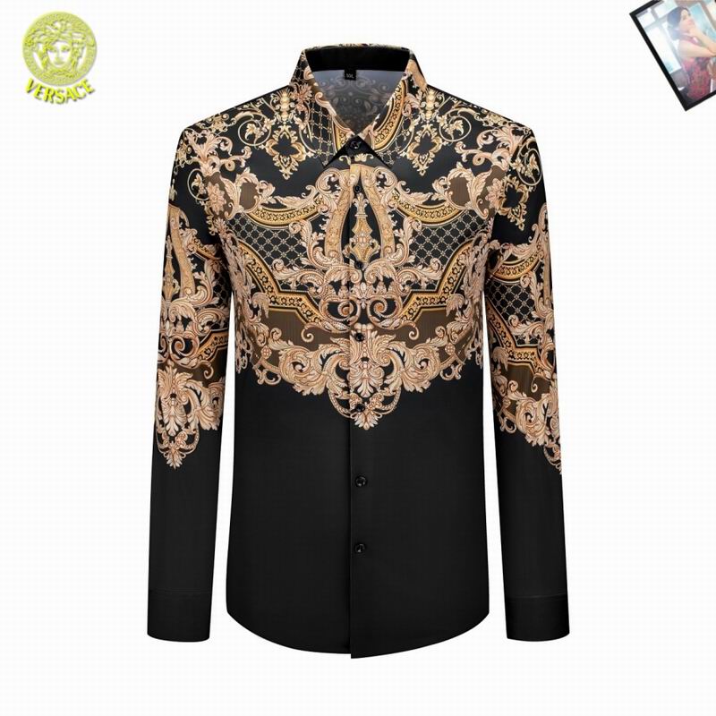 Wholesale High-quality men's Fashion V.ersace Long Sleeve Replica Designer Shirts for sale