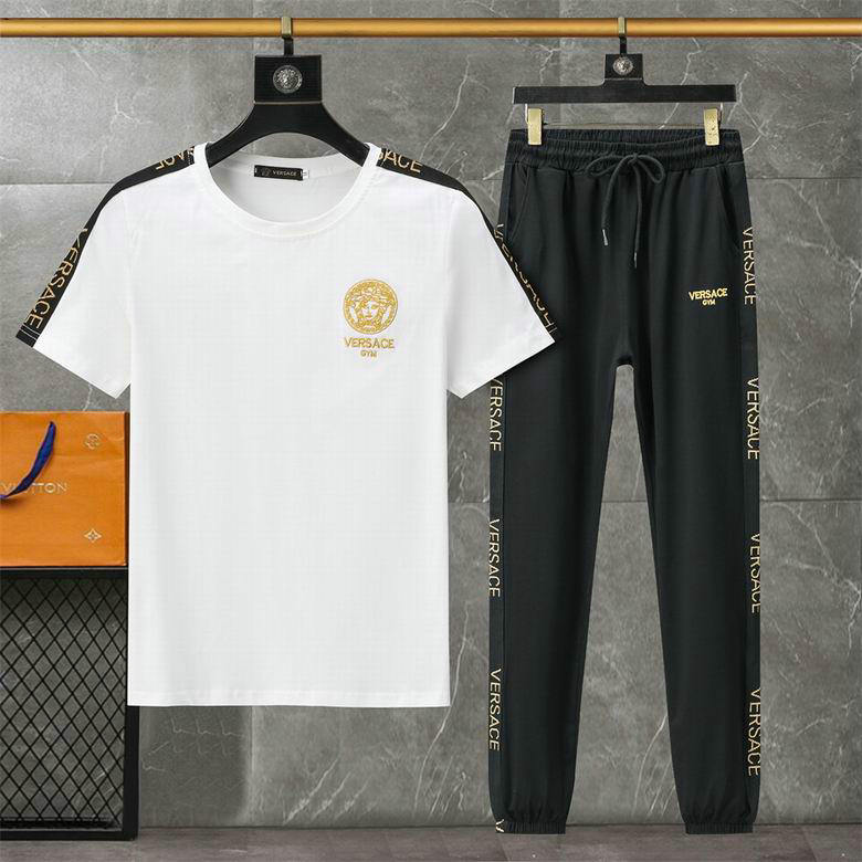 Wholesale Cheap V ersace Short Sleeve men Tracksuits for Sale