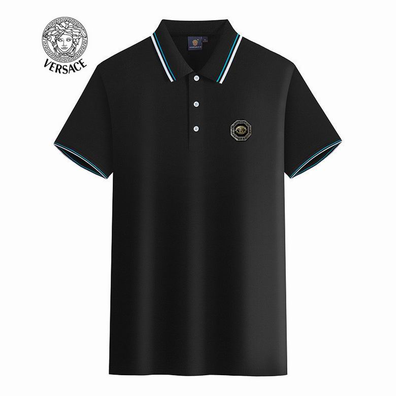 Wholesale Cheap V ersace Polo Short Sleeve Lapel T Shirts for Sale