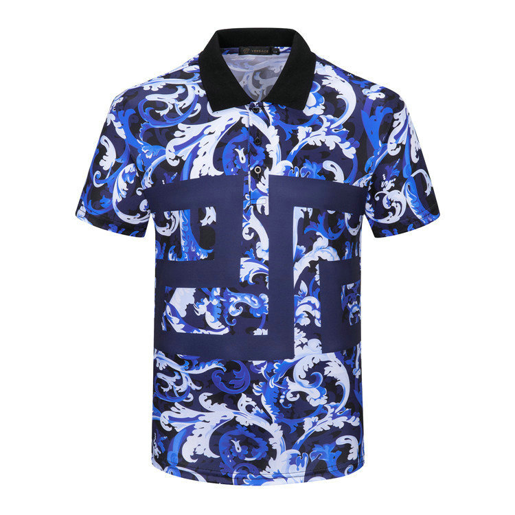 Wholesale Cheap V ersace mens Short Sleeve Lapel T Shirts for Sale