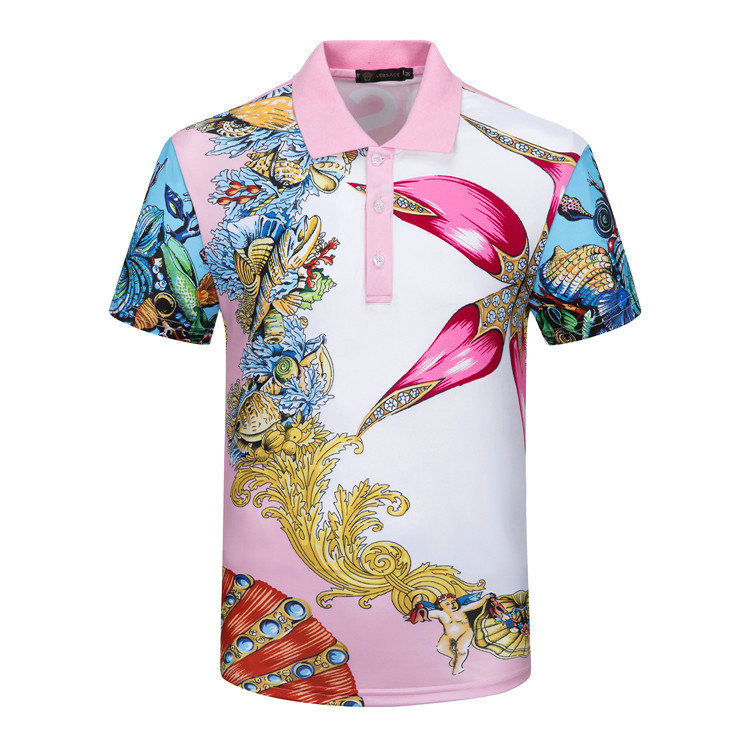 Wholesale Cheap V ersace mens Short Sleeve Lapel T Shirts for Sale