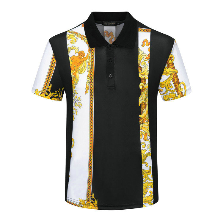 Wholesale Cheap V ersace mens Short Sleeve Lapel T Shirts for Sale