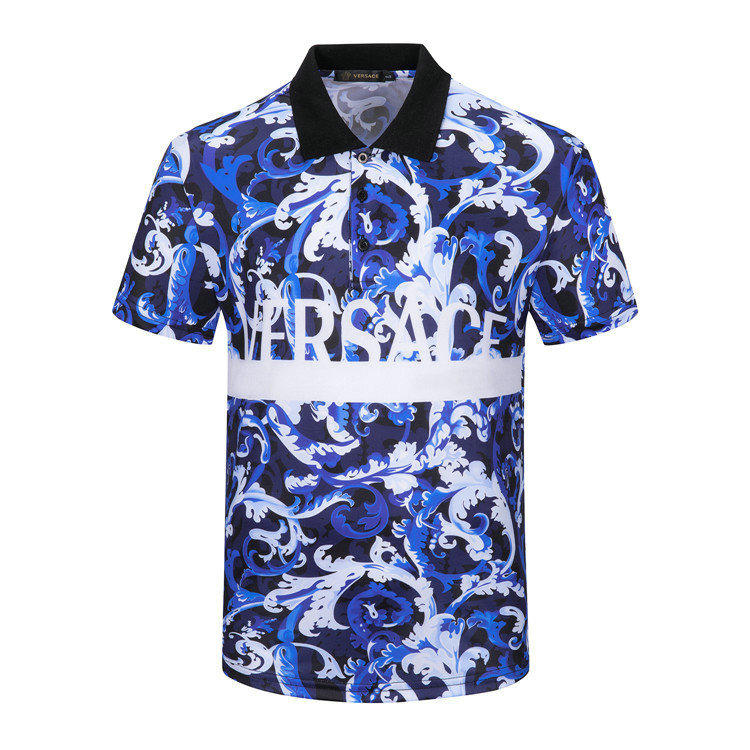 Wholesale Cheap V ersace mens Short Sleeve Lapel T Shirts for Sale
