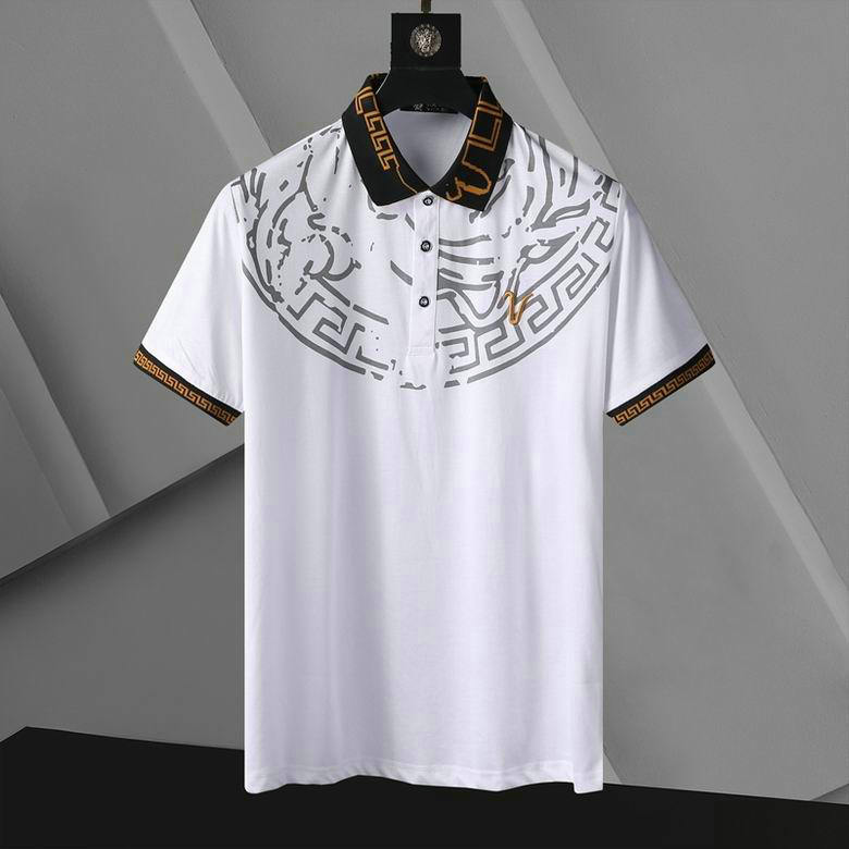Wholesale Cheap V ersace mens Short Sleeve Lapel T Shirts for Sale