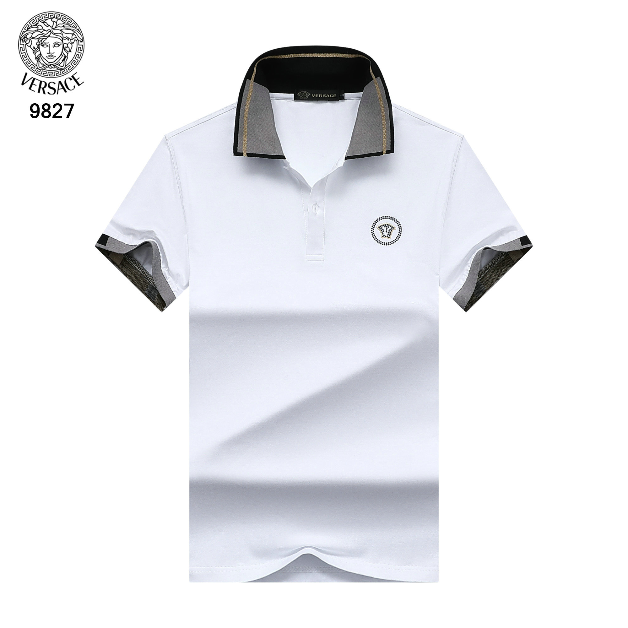 Wholesale Cheap V ersace mens Short Sleeve Lapel T Shirts for Sale