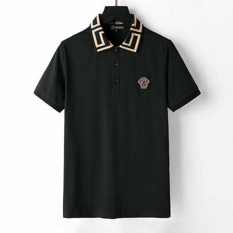 Wholesale Cheap V ersace mens Short Sleeve Lapel T Shirts for Sale