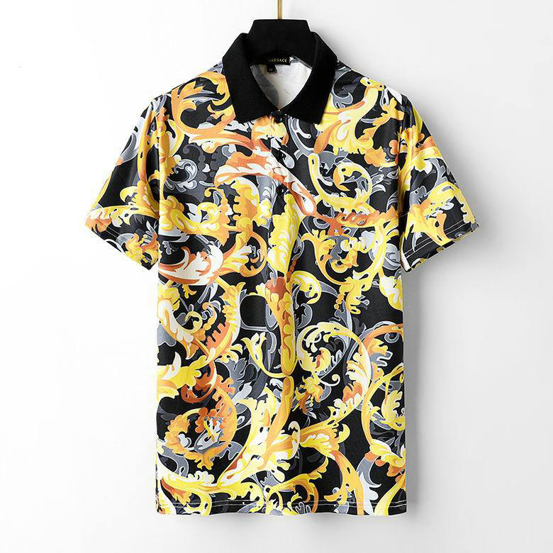 Wholesale Cheap V ersace mens Short Sleeve Lapel T Shirts for Sale