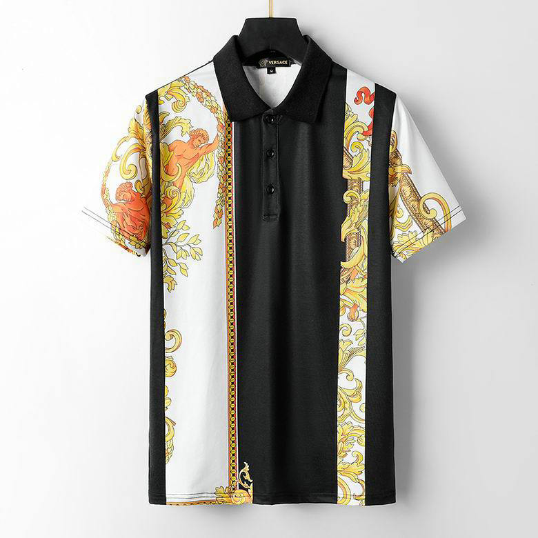 Wholesale Cheap V ersace mens Short Sleeve Lapel T Shirts for Sale
