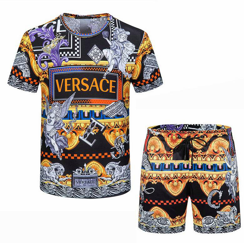 Wholesale Cheap V ersace mens Fashion Short Sleeve Tracksuits for Sale