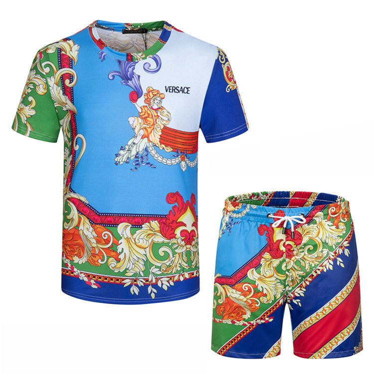 Wholesale Cheap V ersace mens Fashion Short Sleeve Tracksuits for Sale