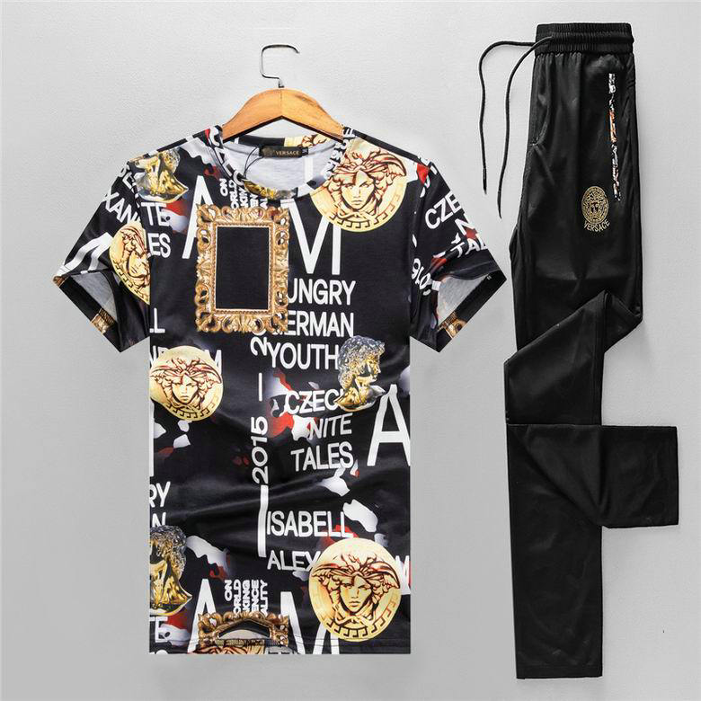 Wholesale Cheap V ersace mens Fashion Short Sleeve Tracksuits for Sale